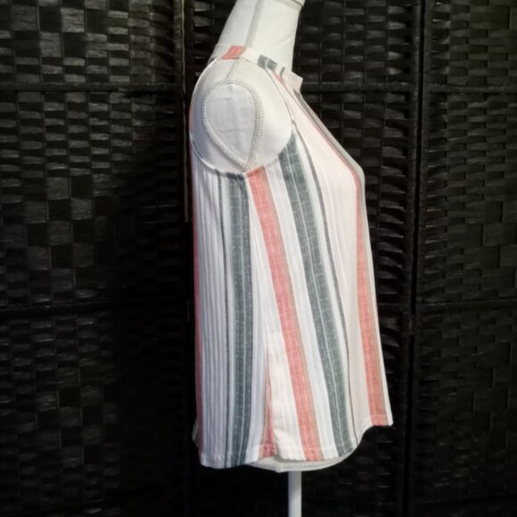 FLT Studio Striped Sleeveless Top Blouse Shirt Women's Size Small - Picture 4 of 7